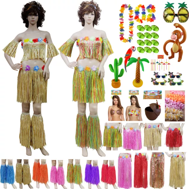 NEW LADIES GIRLS Hawaiian Beach Party Inflatable Hula Skirt Bra