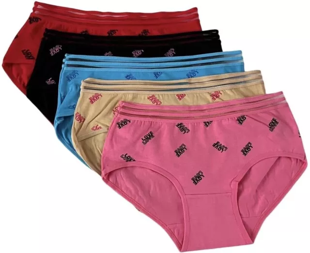 Lot 5 Women High Waist Poly Briefs Highcut Cotton Underwear Panties (#5097)