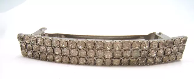 Vintage Large 3 Row Rhinestone Barrette Made In France