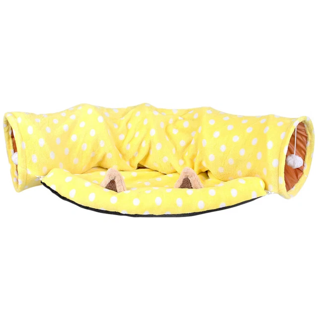 Accesorios para conejos de conejo de canal nido de gato conejillos de indias interior túnel amarillo