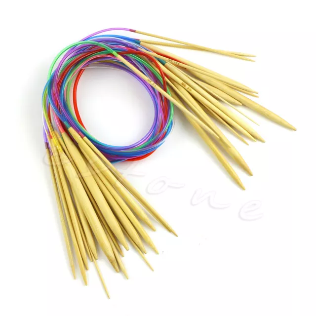 18Pcs 18Size 40cm 80cm Multicolor Tube Circular Bamboo Knitting 2.0-10mm