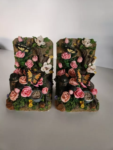 Reserved For R.R. Butterfly Garden Resin Bookends