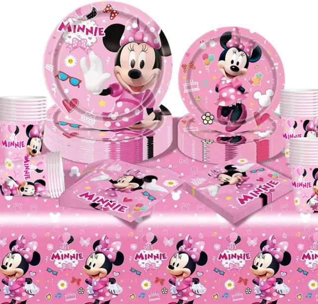 STOVIGLIE MINNIE COMPLEANNO, Kit Compleanno Minnie, Set Compleanno