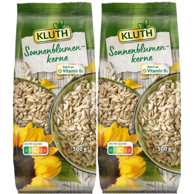 Kluth Sonnenblumenkerne zum Snacken reich an Vitamin B1 500g 2er Pack