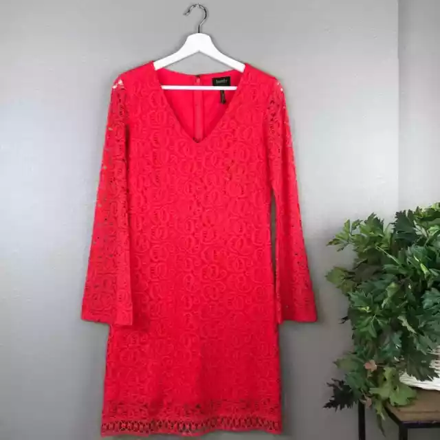 Laundry by Shelli Segal Lace Shift Dress Hibiscus Size 4