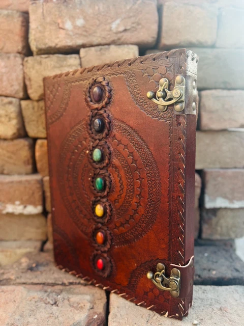 Reliure Cuir Classeur 3 Anneaux, Couverture Grimoire, Fabriqué En Inde, Neuf