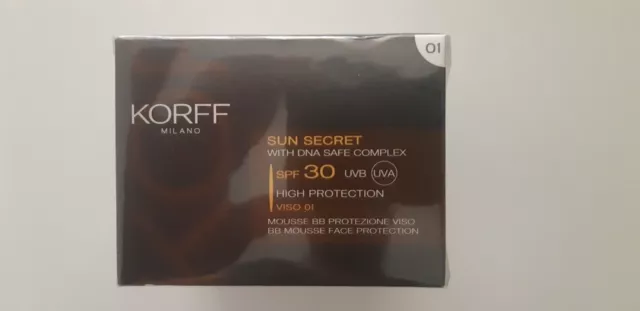 KORFF Sun Secret MOUSSE BB Cream Protezione Viso 01  solare abbronzante  SPF  30