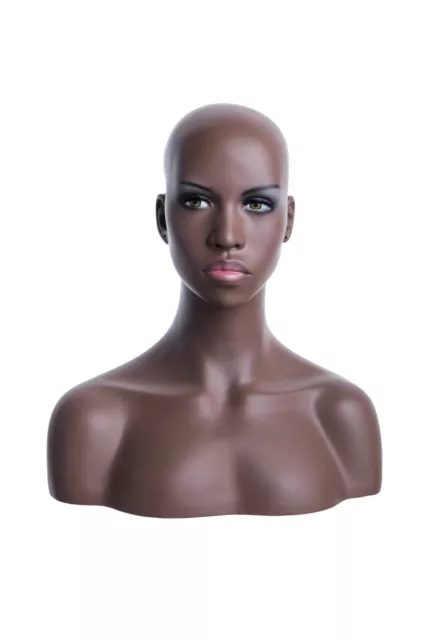 African American Female Adult Fiberglass Mannequin Head with Realistic Face