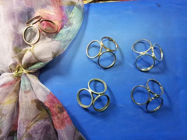 6 Clips Pour Foulard En Forme De X - Anneaux élégants En Argent, Or Et Or Rose - Accessoire Mode Pour écharpes Et Vêtements