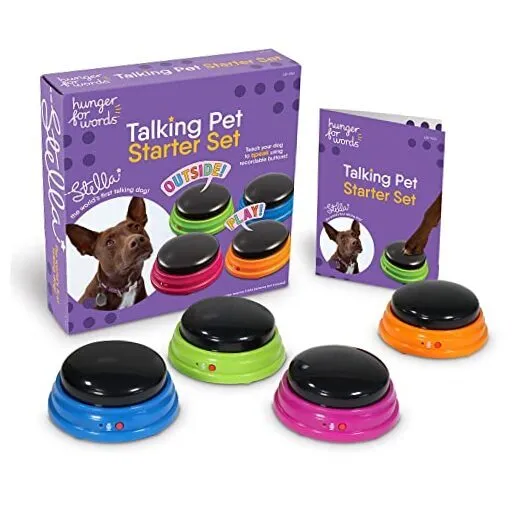 Talking Pet Starter Set - 4 Piece Set Recordable Buttons for Dogs, Talking