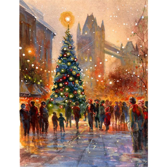 Kit de árboles de Navidad Dasfie según números, hágalo usted mismo dibujo sin marco