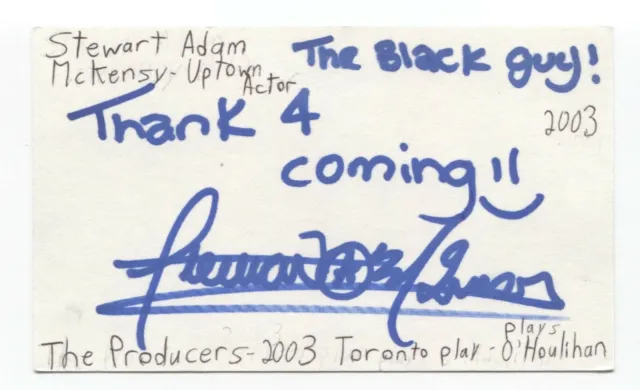 Stewart Adam McKensy Signed 3x5 Index Card Autographed Signature Actor