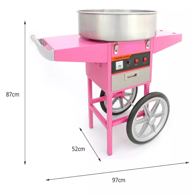 Sumtasa Pink Candy Floss Machine Cart Commercial Electric Sugar Maker Cotton 3