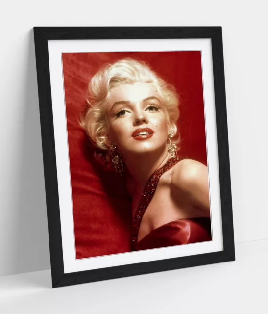 Marilyn Monroe Vintage Photograph Red -Art Framed Poster Picture Print Artwork