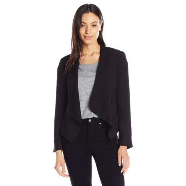 NWT Womens Petite Size 12 12P Vince Camuto Black Drape Front Blazer 3