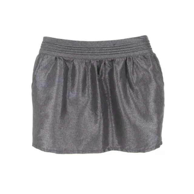 Lucca Couture Short Skirt Womens Sz 10 Metallic Gray Gold Zipper Closure Pockets