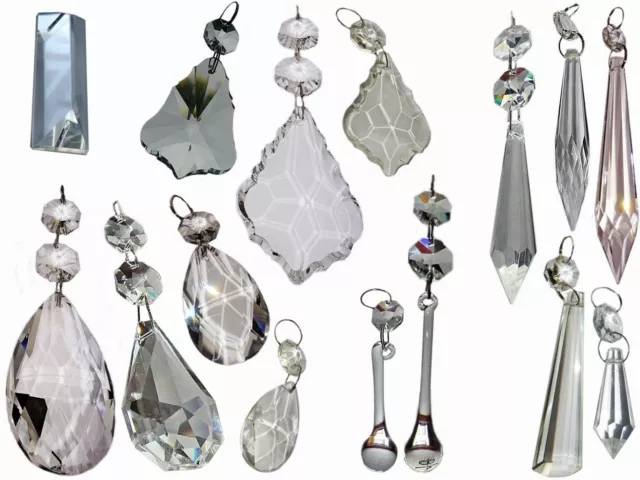 5 Chandelier Drops Choice of Cut Glass Crystals Antique Look Light Sun Catchers 2