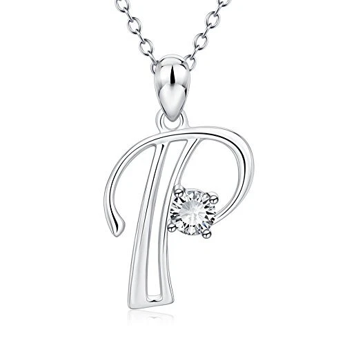 Sterling Silber Zirkonia Alphabet Initial 26 Brief Anhänger Halskette persona...