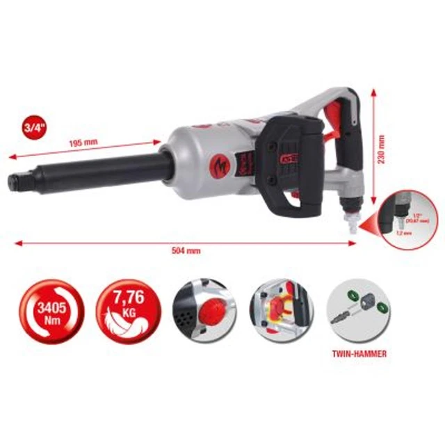 Avvitatore a percussione (aria compressa) KS TOOLS 515.3260 M38 alluminio