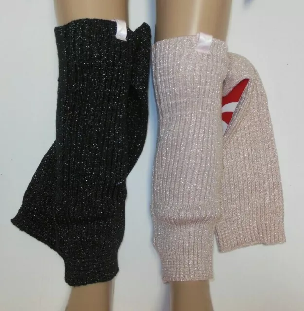 Girls 12" Capezio legwarmers metallic threads black or pink 11714C