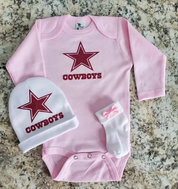 Cowboys pink infant/baby girl clothes Cowboys baby shower girl cowboys newborn