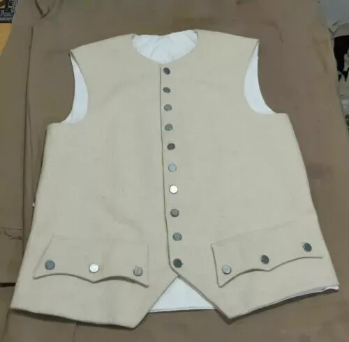 New 18th Century Revolutionary War Off White Men Wool Waistcoat Fast Shipping