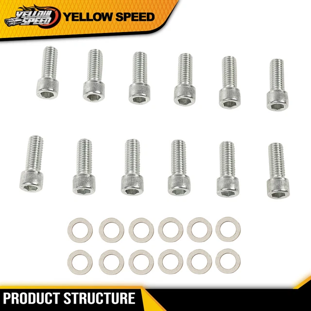 INTAKE MANIFOLD BOLTS Chrome Kit Fit For 283 327 350 400 Small Block