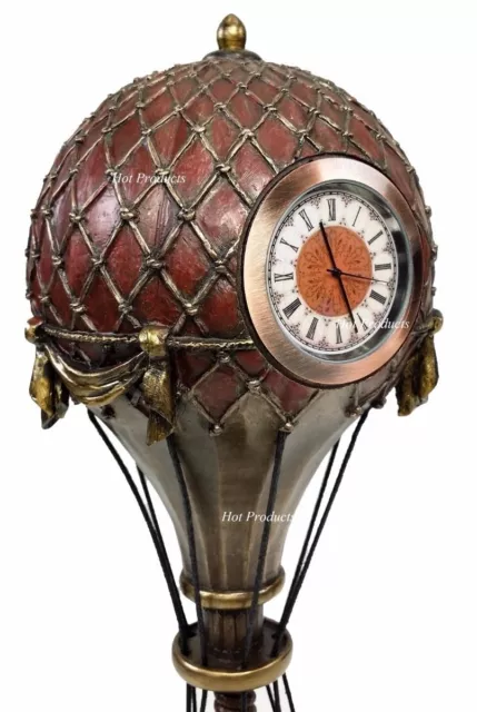 Reloj de mesa globo aerostático de 12" Steampunk decoración estatua escultura color bronce
