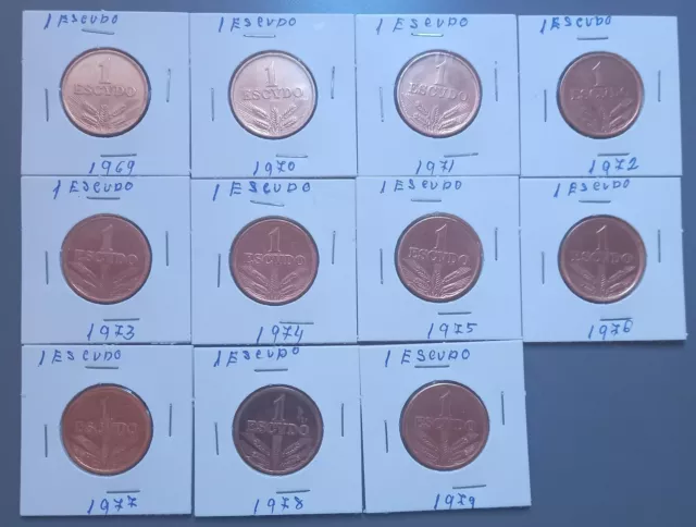 Portuguese Set Coins: 1 Escudo  1969-1979