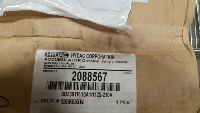 Hydac SB330TR-10A1/12S210A Bladder Accumulator - New in Box
