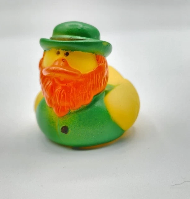 Irish Leprechaun Rubber Duck 2" St Patricks Day Red Beard Vest Ducky Squirter