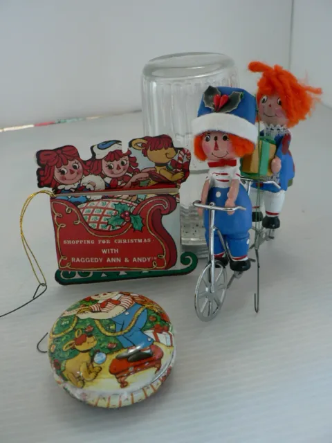 Vintage Raggedy Ann & Andy Christmas Ornaments, Set/3 - Kurt S Sadler Inc
