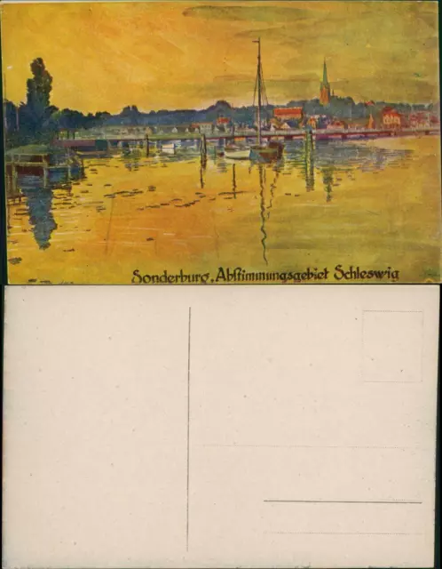 Sonderburg Sønderborg  (Künstlerkarte) Abstimmungsgebiet Schleswig 1920