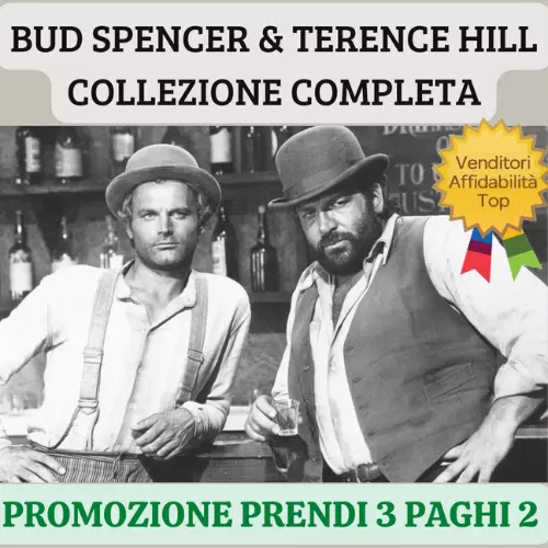 BUD SPENCER TERENCE HILL POSTER CON AUTOGRAFO STAMPATO 45X32CM