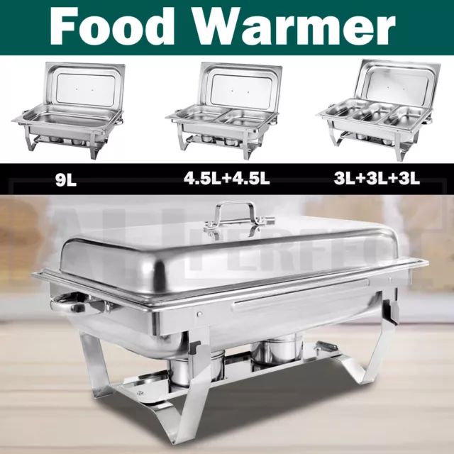 9L/4.5L*2/3L*3 Multi Stainless Steel Bain Marie Dish Chafing Buffet Food Warmer