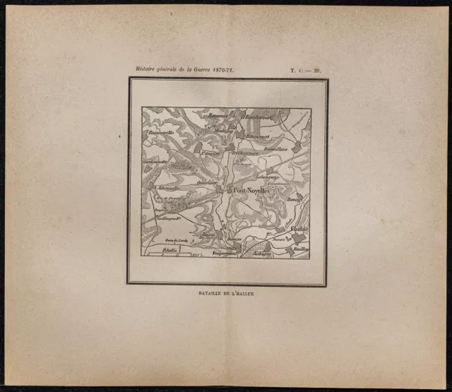 1898ca - Bataille de l'Hallue (Amiens) - Carte ancienne guerre de 1870 - Plan