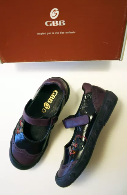 GBB chaussures NEUVES "31" babies à scratch en cuir vernis violet foncé fille 31