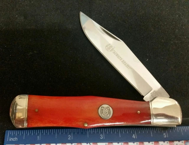 Rough Rider Large Coke Bottle knife, smooth orange bone handles  =
