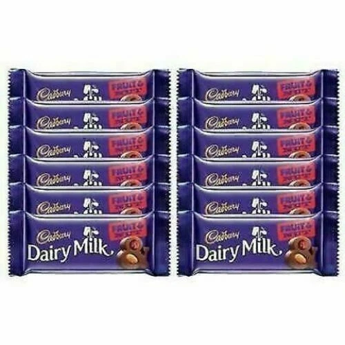 CADBURY DAIRY MILK Fruit and Nut Chocolate Bar, 36g (Pack of 12) FREE