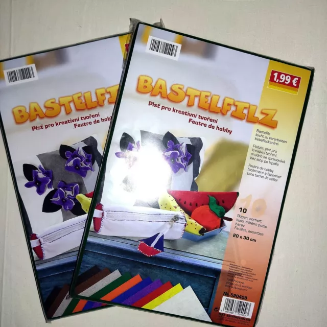 Bastelfilz, 10 Bögen In A4, Verschiedene Farben, OV, Aus Hobbyauflösung