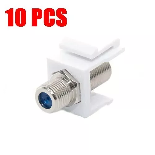 10 Pack F 3GHz Keystone F-81 Coax Jack Snap-In Cable TV Coupler Connector RG6