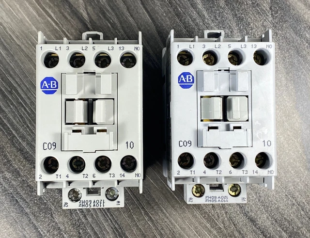 *Lot of 2*  Allen Bradley 100-C09D10 Ser A IEC Contactor 9A 120VAC 3-Pole - USA