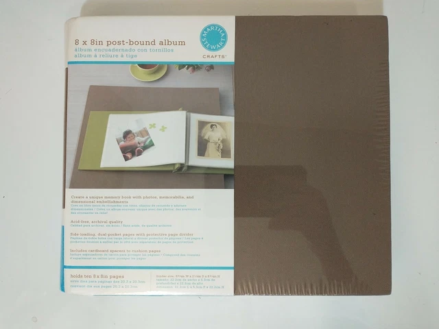 Álbum de 8"" x 8"" Post encuadernado Martha Stewart Libro de recortes Foto 2"" Carpeta Libre de Ácido NUEVO