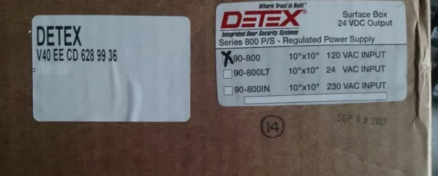 安心と信頼 Detex 90-800 Series 800 Power Supply, Filtered Output, 120V, 24VDC,  1A