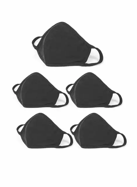 Pack de 5 tissus de protection mode, unisexe poussière noire, lavable, réutilisable en coton