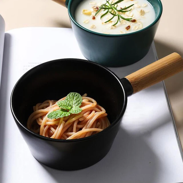 Ciotola Insalata con Manico in Legno Ceramica Vaso Latte Ceramica Sushi