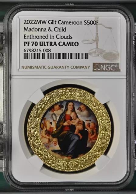 Madonna and Child Mariotto Albertinelli Proof Silver Coin CFA Cameroon NGC PF70
