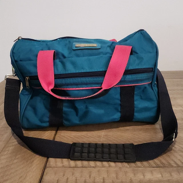 VINTAGE AMERICAN TOURISTER Carry On Duffle Bag Weekender Teal Pink 15