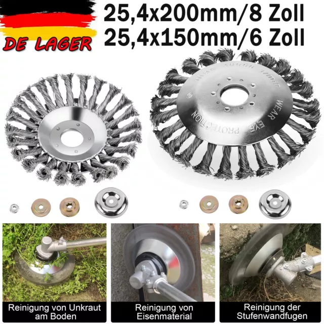 2X Unkrautbürste Profi Wildkrautbürste Für Stihl Motorsense 25.4x150/200mm