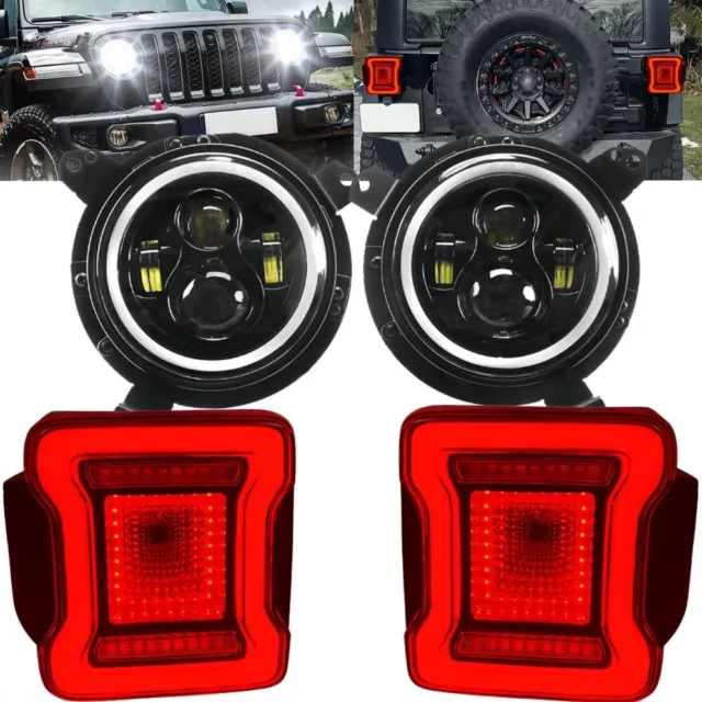 For Jeep Wrangler JL 2018+ LED Tail Brake Reverse Lights + LED Headlight Bracket